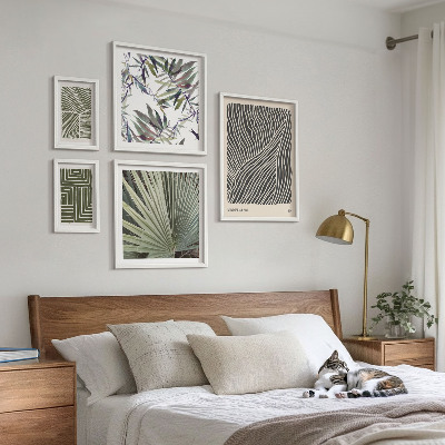 Set di 5 quadri Composizioni vegetali minimaliste