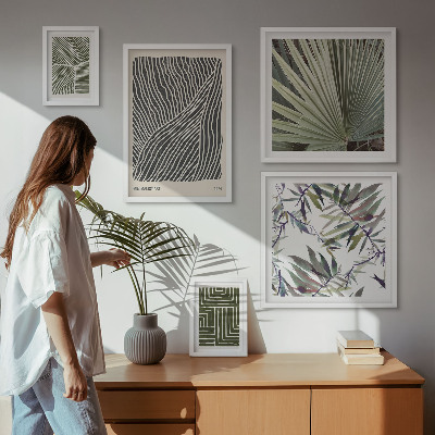 Set di 5 quadri Composizioni vegetali minimaliste