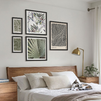 Set di 5 quadri Composizioni vegetali minimaliste