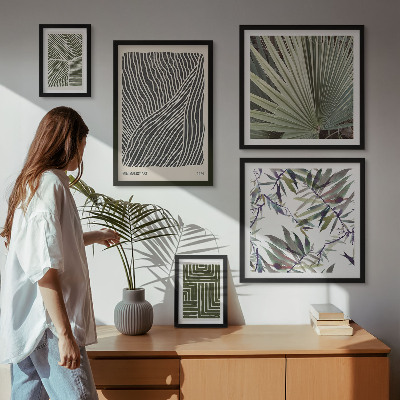 Set di 5 quadri Composizioni vegetali minimaliste