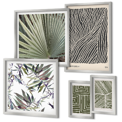 Set di 5 quadri Composizioni vegetali minimaliste