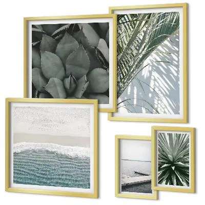 Set di quadri incorniciati con piante tropicali e mare