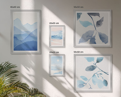 Set di 5 quadri Natura blu minimalista