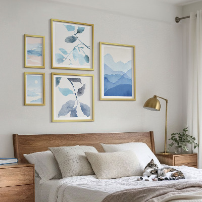 Set di 5 quadri Natura blu minimalista