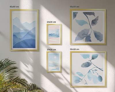 Set di 5 quadri Natura blu minimalista