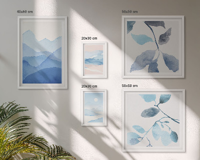 Set di 5 quadri Natura blu minimalista