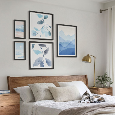 Set di 5 quadri Natura blu minimalista