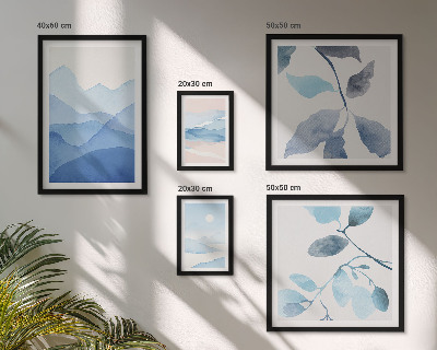 Set di 5 quadri Natura blu minimalista
