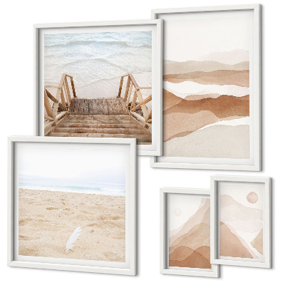 Set di quadri incorniciati Spiagge e montagne minimaliste