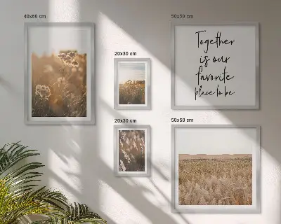 Set di 5 quadri con paesaggi naturali e fiori