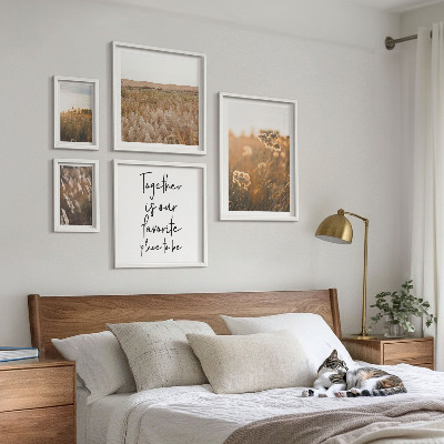 Set di 5 quadri paesaggi naturali fiori detti