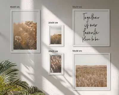 Set di 5 quadri con paesaggi naturali e fiori