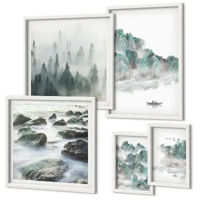 Paesaggi tranquilli con acqua polittico con cornice