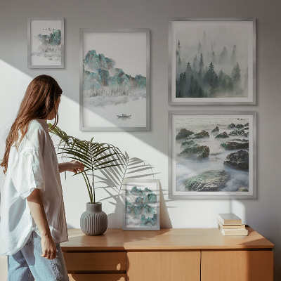 Polittico con cornice Paesaggi tranquilli con acqua