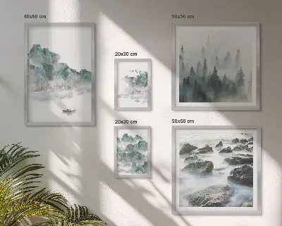 Paesaggi tranquilli con acqua polittico con cornice