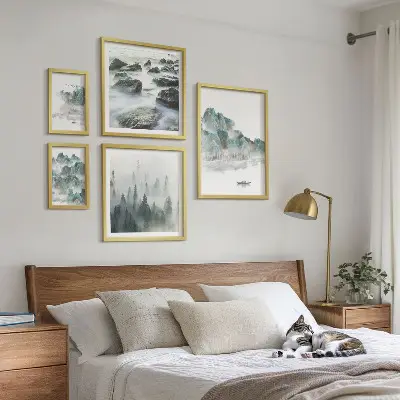 Paesaggi tranquilli con acqua polittico con cornice