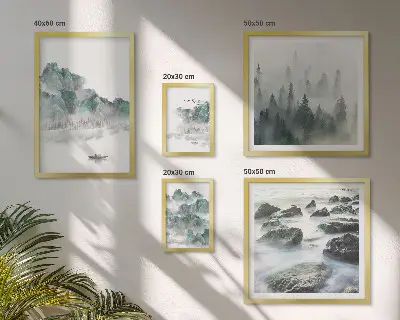 Paesaggi tranquilli con acqua polittico con cornice