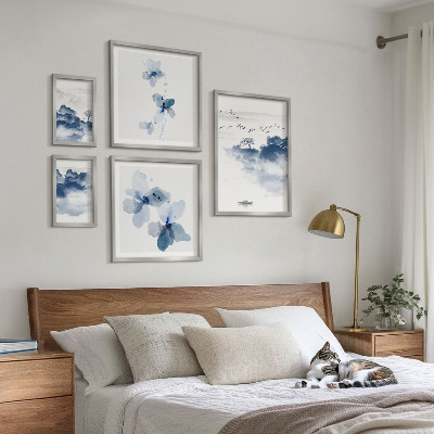 Set di 5 quadri Paesaggi fiori acqua pace