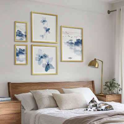 Set di 5 quadri Paesaggi fiori acqua pace