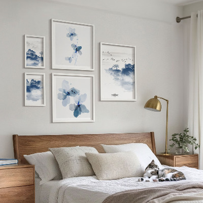 Set di 5 quadri Paesaggi fiori acqua pace