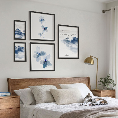 Set di 5 quadri Paesaggi fiori acqua pace