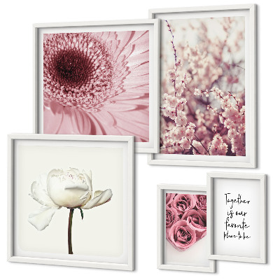 Set di 5 quadri Accenti floreali romantici