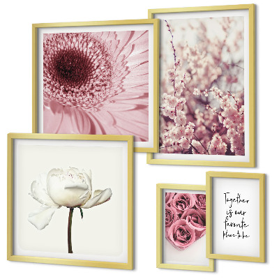 Set di 5 quadri Accenti floreali romantici