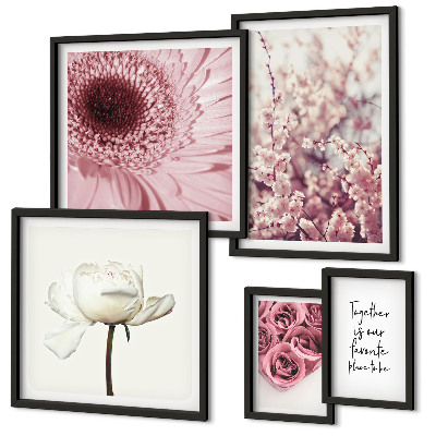 Set di 5 quadri Accenti floreali romantici