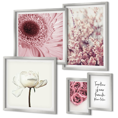 Set di 5 quadri Accenti floreali romantici