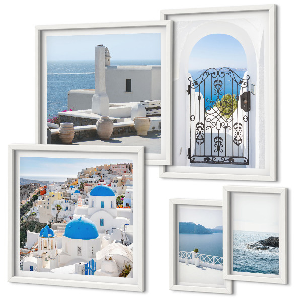 Set di 5 quadri vedute della Grecia mediterranea