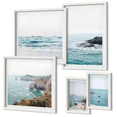 Set di quadri incorniciati Tranquilli panorami marini, spiagge, scogliere