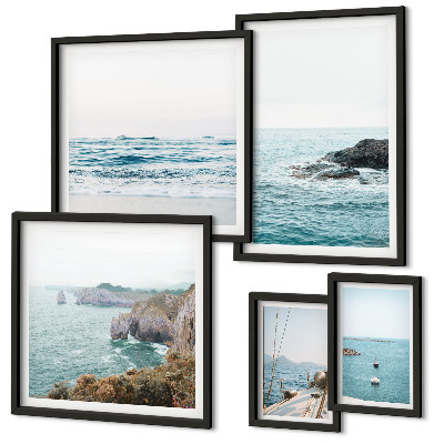 Set di quadri incorniciati Tranquilli panorami marini, spiagge, scogliere
