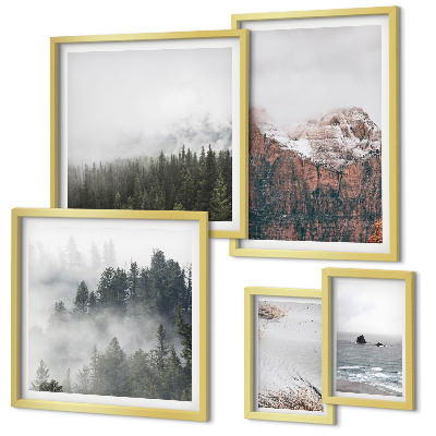 Polittico con cornice Paesaggi montagne foreste nuvole