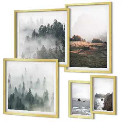 Set di quadri incorniciati con panorami naturali di montagna e mare
