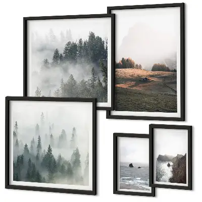 Set di quadri incorniciati con panorami naturali di montagna e mare