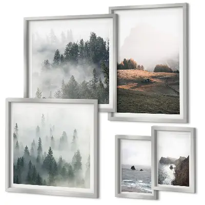 Set di quadri incorniciati con panorami naturali di montagna e mare