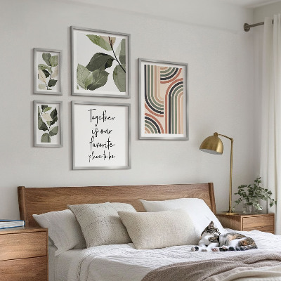 Set di 5 quadri Eleganti accenti floreali geometrici
