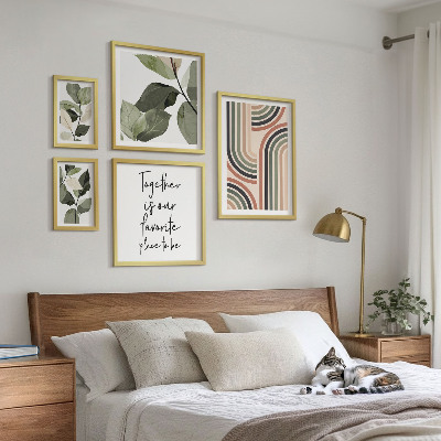 Set di 5 quadri Eleganti accenti floreali geometrici