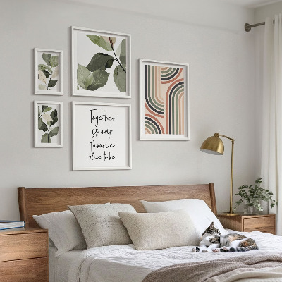 Set di 5 quadri Eleganti accenti floreali geometrici