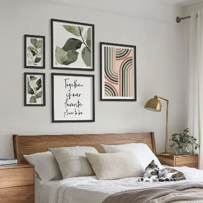Set di 5 quadri con eleganti motivi floreali geometrici