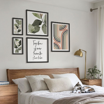Set di 5 quadri Eleganti accenti floreali geometrici