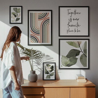 Set di 5 quadri Eleganti accenti floreali geometrici