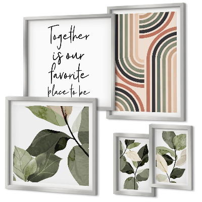 Set di 5 quadri Eleganti accenti floreali geometrici