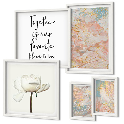 Set di 5 quadri Fiori astratti con slogan