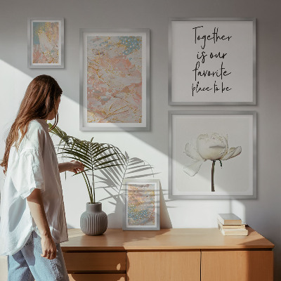 Set di 5 quadri Fiori astratti con slogan