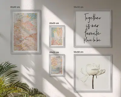 Set di 5 quadri con fiori astratti e slogan