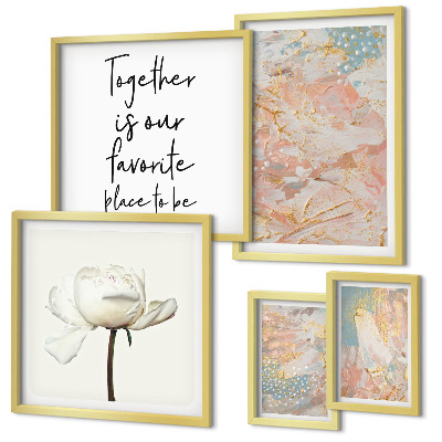 Set di 5 quadri Fiori astratti con slogan
