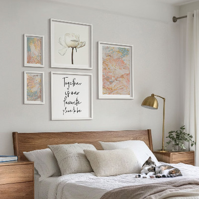 Set di 5 quadri Fiori astratti con slogan