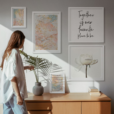 Set di 5 quadri Fiori astratti con slogan
