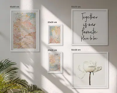 Set di 5 quadri con fiori astratti e slogan